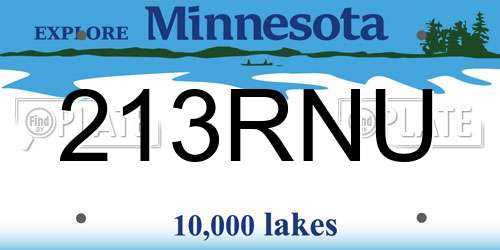 213RNU Minnesota License Plate