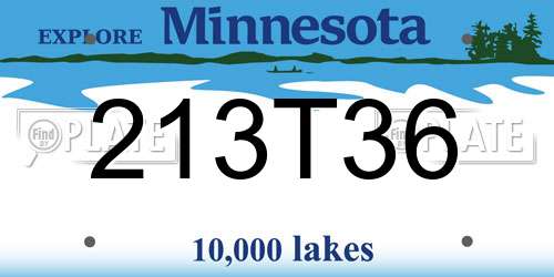 213T36 Minnesota License Plate