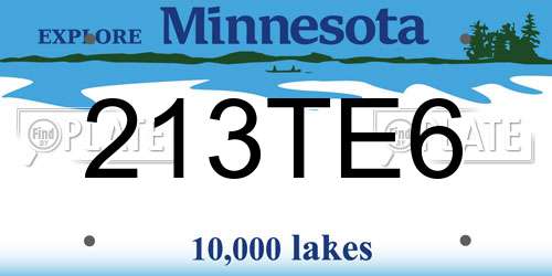 213TE6 Minnesota License Plate
