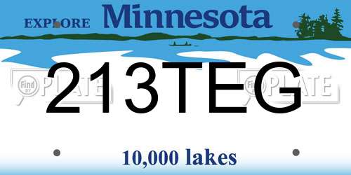 213TEG Minnesota License Plate