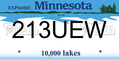 213UEW Minnesota License Plate