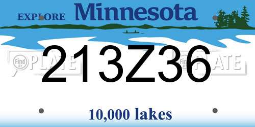 213Z36 Minnesota License Plate