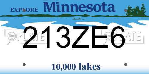 213ZE6 Minnesota License Plate