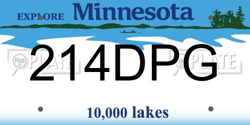214DPG Minnesota License Plate