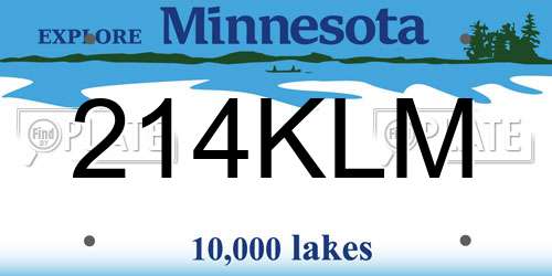 214KLM Minnesota License Plate