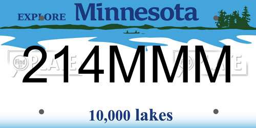 214MMM Minnesota License Plate