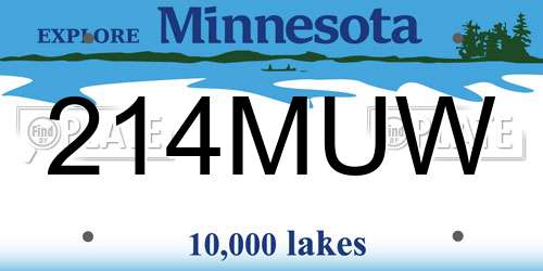214MUW Minnesota License Plate