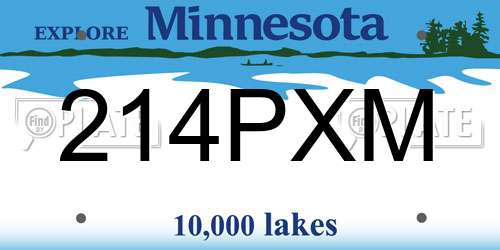 214PXM Minnesota License Plate
