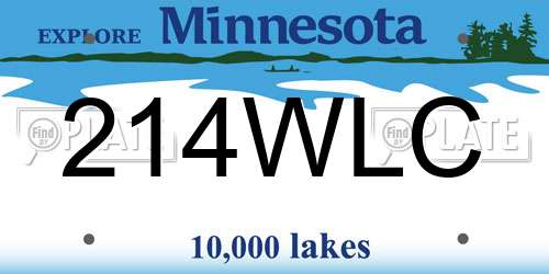 214WLC Minnesota License Plate