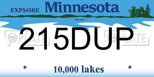 215DUP Minnesota License Plate