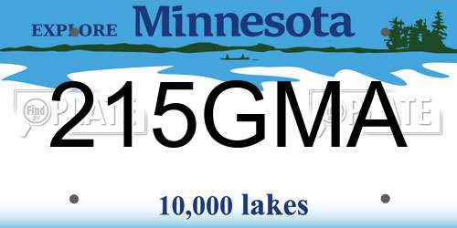 215GMA Minnesota License Plate