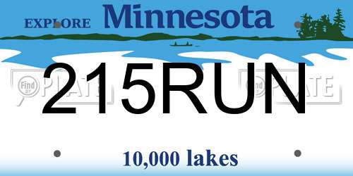 215RUN Minnesota License Plate