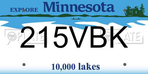 215VBK Minnesota License Plate