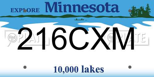 216CXM Minnesota License Plate