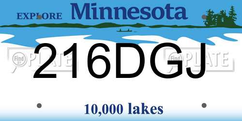 216DGJ Minnesota License Plate