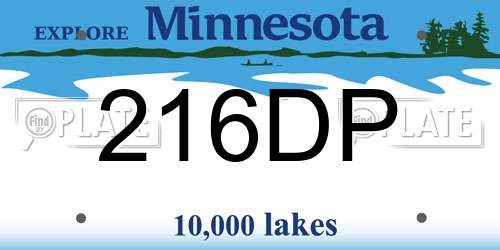 216DP Minnesota License Plate