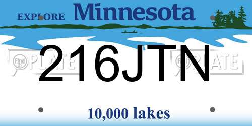 216JTN Minnesota License Plate