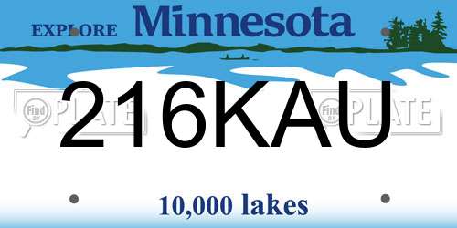 216KAU Minnesota License Plate