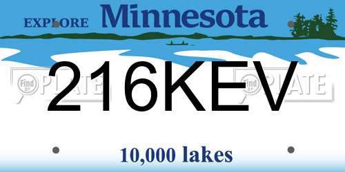 216KEV Minnesota License Plate