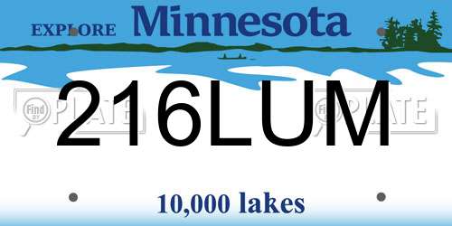216LUM Minnesota License Plate