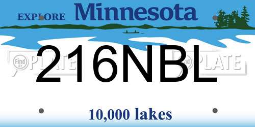 216NBL Minnesota License Plate
