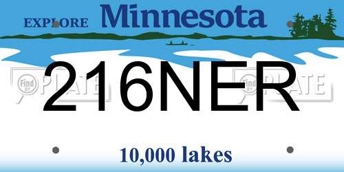 216NER Minnesota License Plate
