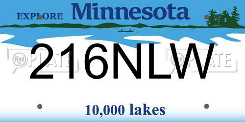 216NLW Minnesota License Plate