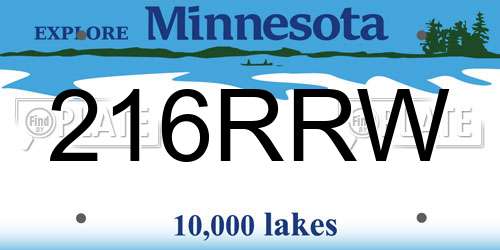 216RRW Minnesota License Plate