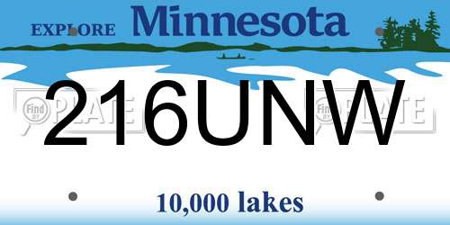 216UNW Minnesota License Plate