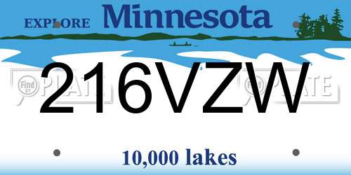 216VZW Minnesota License Plate
