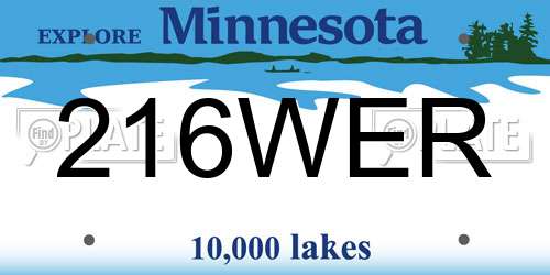 216WER Minnesota License Plate