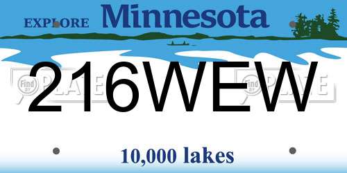 216WEW Minnesota License Plate