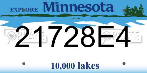 21728E4 Minnesota License Plate
