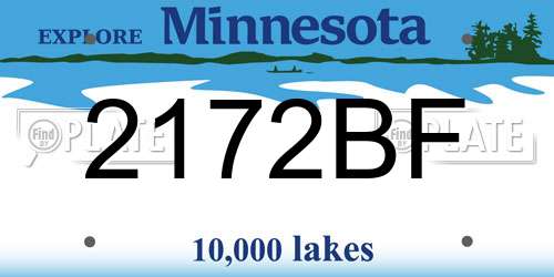 2172BF Minnesota License Plate