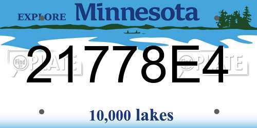 21778E4 Minnesota License Plate