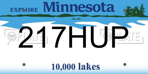 217HUP Minnesota License Plate