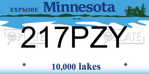 217PZY Minnesota License Plate
