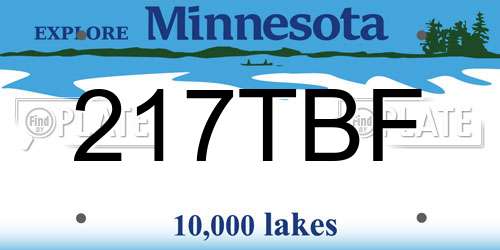 217TBF Minnesota License Plate