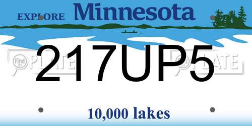 217UP5 Minnesota License Plate