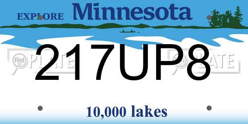 217UP8 Minnesota License Plate