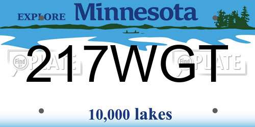 217WGT Minnesota License Plate
