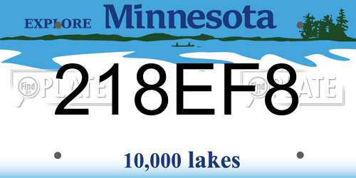 218EF8 Minnesota License Plate