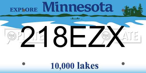 218EZX Minnesota License Plate