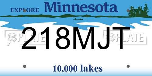 218MJT Minnesota License Plate