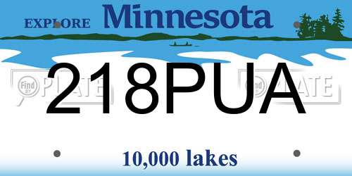 218PUA Minnesota License Plate