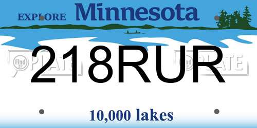 218RUR Minnesota License Plate