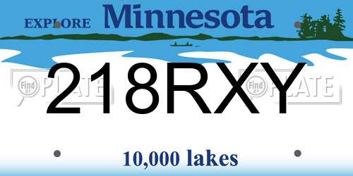 218RXY Minnesota License Plate