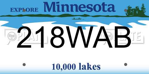 218WAB Minnesota License Plate
