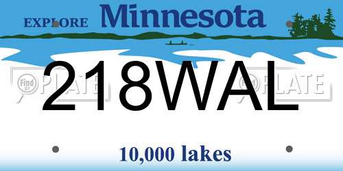 218WAL Minnesota License Plate
