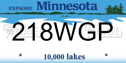 218WGP Minnesota License Plate